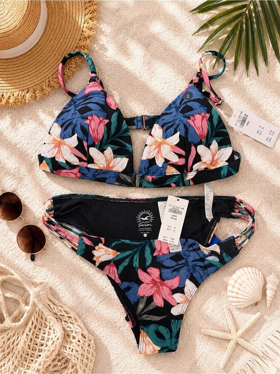 Hollister Other - Hollister Floral Bikini Set NWT Large Triangle Top Cheeky Bottoms Y2K Style